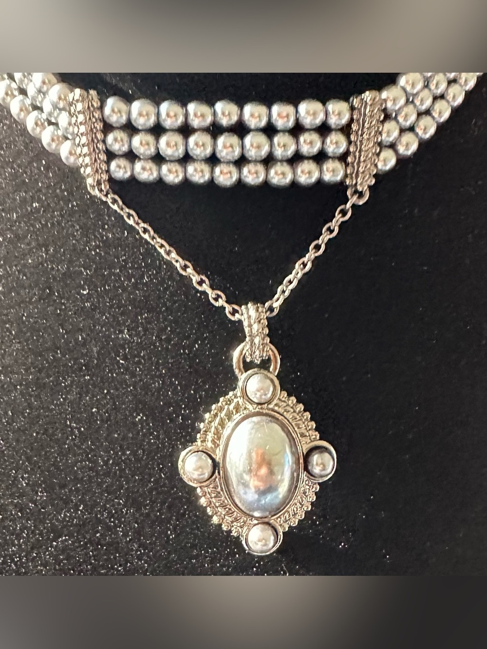 Silver-Tone Pearl Pendant Necklace - Women's Jewelry